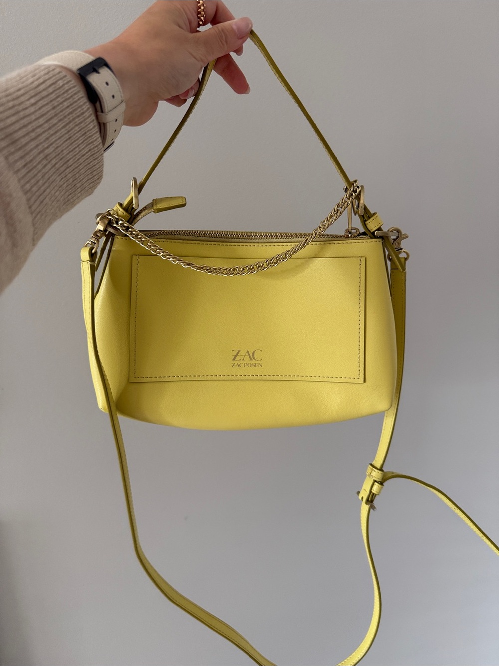 ZAC Zac Posen Lemon Yellow Leather Crossbody Bag
